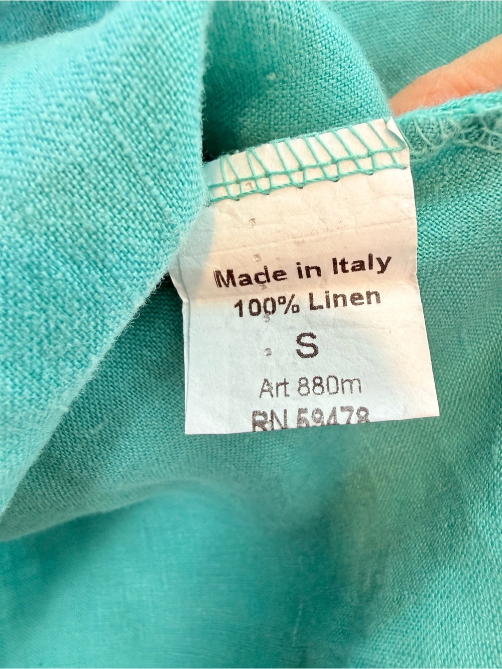 Terzo Millennio women’s 100% linen blouse short sleeve tunic top turquoise SZ S - Picture 5 of 5